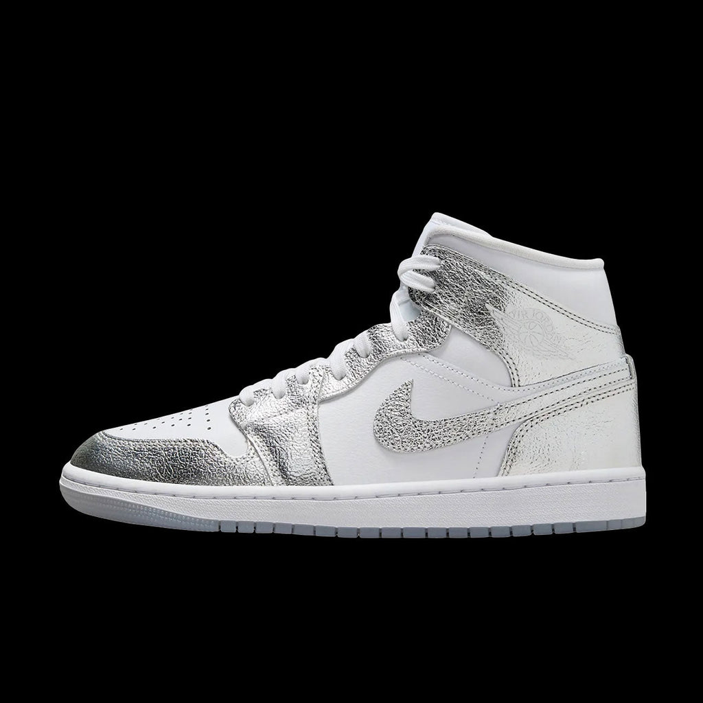 WMNS Air Jordan 1 Mid SE (White/Metallic Silver-Wolf Grey)