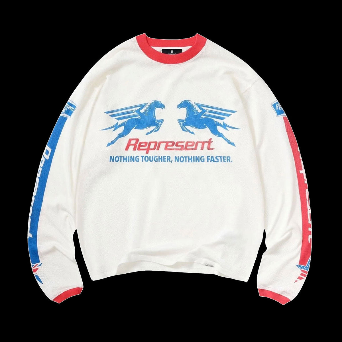Represent Mesh Pegasus Long Sleeve T-Shirt (White)